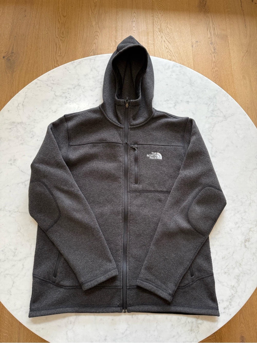 The North Face Fleece Hoodie Jacket Mens Large Gray Full Zip Outdoor Hiking